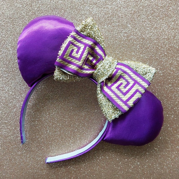 Ready to Ship Meg Megrara Hercules Mount Olympus Minnie Ears with matching band and double themed bow.