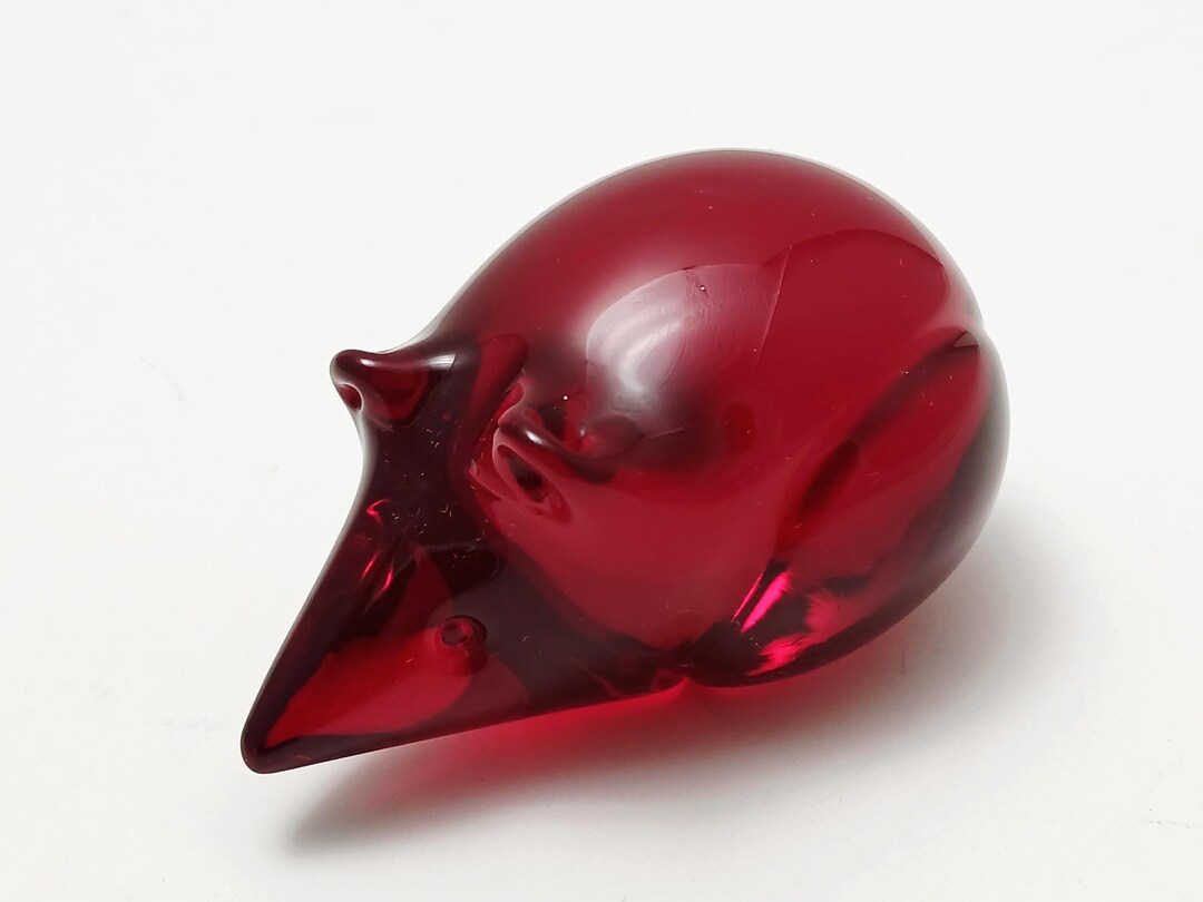 Swedish FN Konstglas Marcolin Red Glass Mouse - Etsy