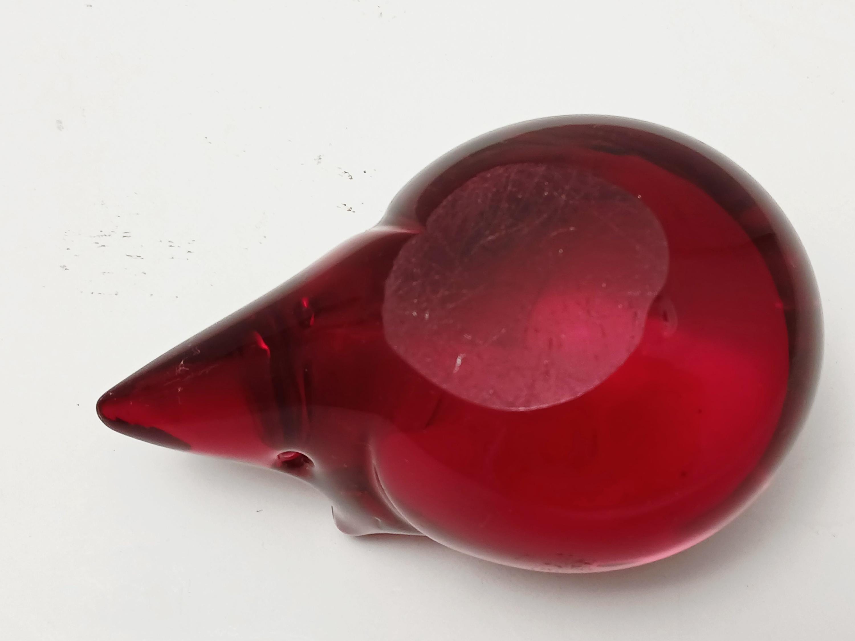 Swedish FN Konstglas Marcolin Red Glass Mouse - Etsy