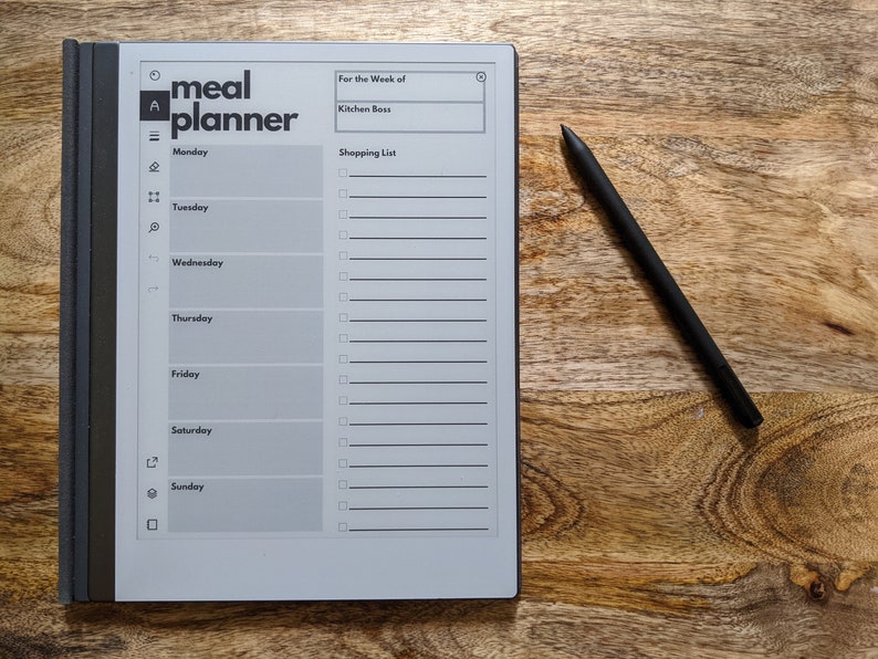 MEAL PLANNER NOTES | Remarkable 1 & 2 Template - Etsy