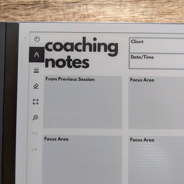 COACHING SESSION NOTES | reMarkable 1 & 2 Template