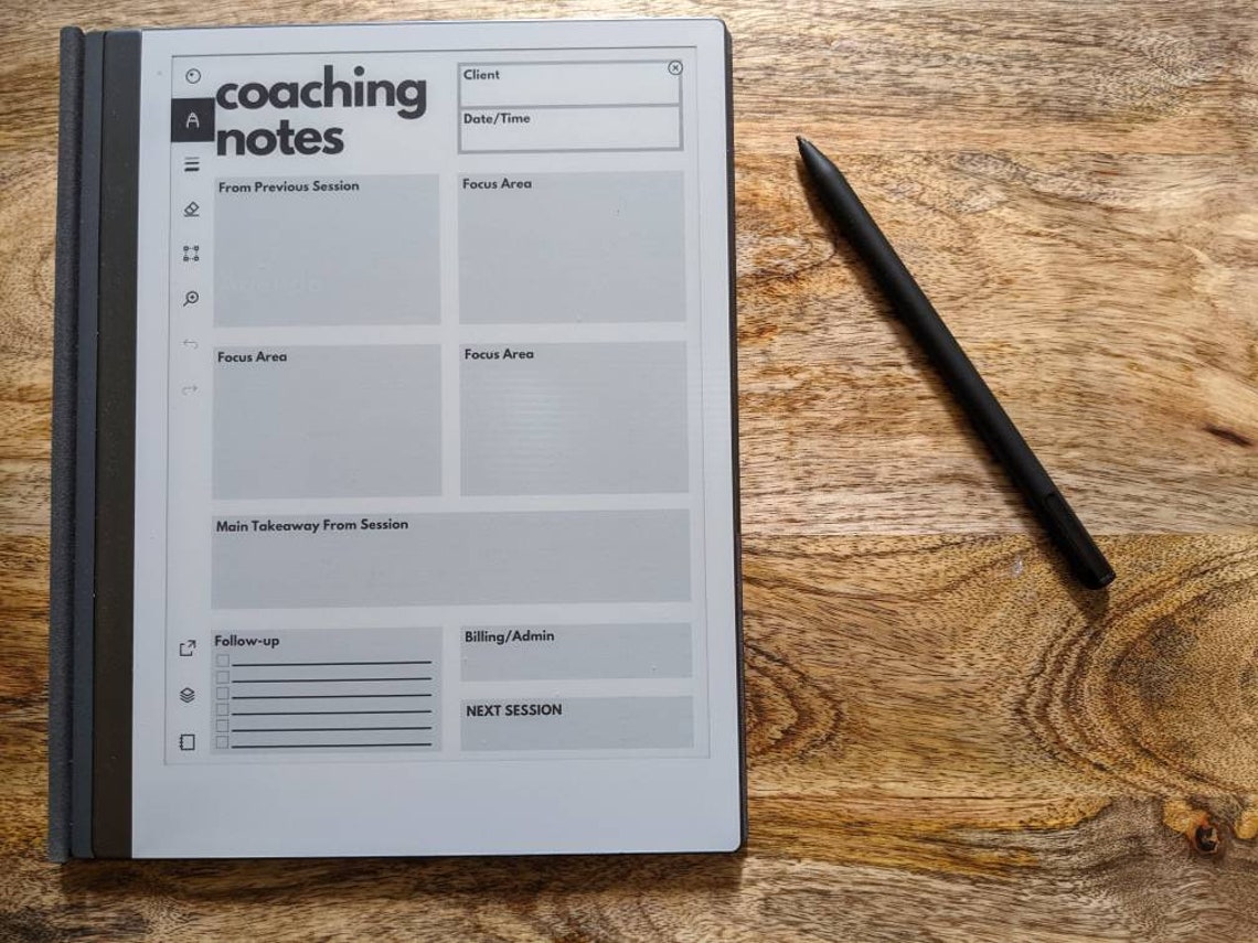 COACHING SESSION NOTES reMarkable 1 &amp; 2 Template | Etsy