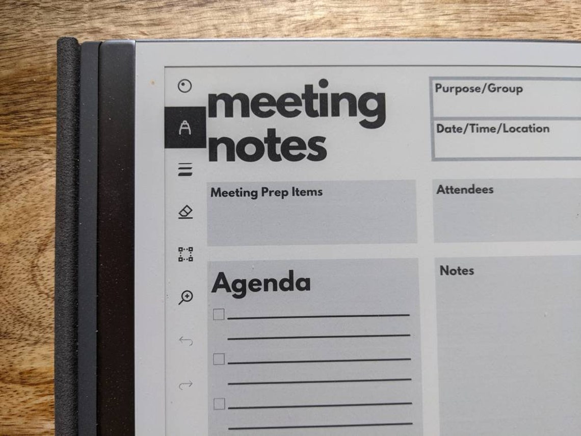 MEETING NOTES Remarkable 1 & 2 Template Etsy Australia