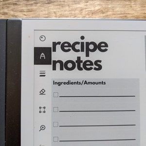 RECIPE NOTES | reMarkable 1 & 2 Template