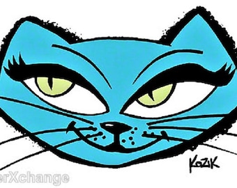 ART STICKER Snazz Cat del artista Frank Kozik Calcomanía #KZ43