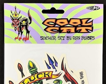 Cool Cat STICKER PACK Alan Forbes Set Of 3 Tower Records New Old Stock Sealed