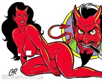 ART STICKER Devil Success Devil Girl & Devil Head Decal Poster Coop CP19
