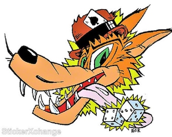 ART STICKER Lucky Wolf por el artista Frank Kozik Calcomanía #KZ3