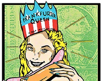 ART STICKER Frankfurter Queen por el artista Frank Kozik Calcomanía #KZ38