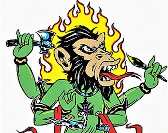 ART STICKER Monkey Krishna del artista Alan Forbes Calcomanía #AF19
