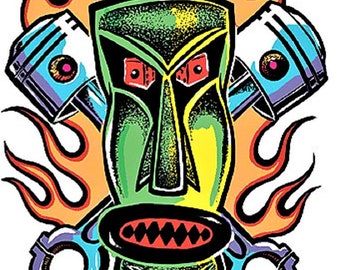 ART STICKER Smokin Tiki by Artist Von Franco Decal #VF09 - Etsy