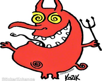 ART STICKER Wiggly Devil por el artista Frank Kozik Calcomanía #KZ45