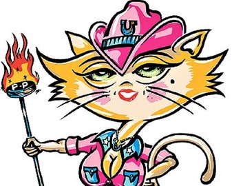 ART STICKER Cat Girl by Artist Von Franco Decal #VF02