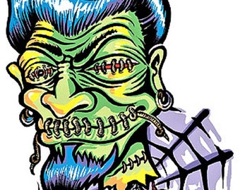 ART STICKER Shrunken Head de Artist Von Franco Decal #VF01