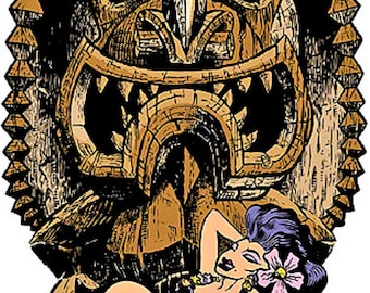 ART STICKER Tiki God Decal Artist The Pizz Low Brow Kustom Kulture PZ27