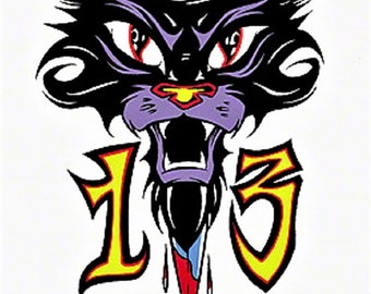 ART STICKER Luck Cat 13 by Artist Alan Forbes Decal #AF2