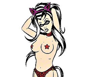 ART STICKER Teaser Girl by Artist Alan Forbes Decal #AF14