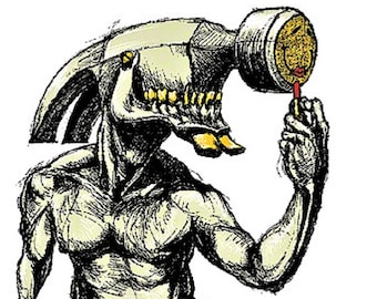 ART STICKER Hammer Head by Artist Derek Hess DH2