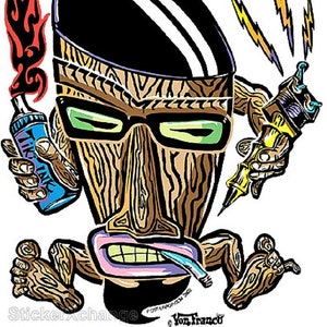 ART STICKER Beatnik Tiki by Artist Von Franco Decal #VF06