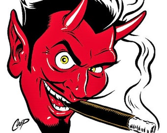 ART STICKER Coop Right Facing Devil Head Sticker Decal CP10 Classic Ultra Rare!