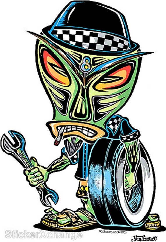 Von Franco ヴォン・フランコ 　TIKI　アート・ポスター　サイン入り ART STICKER Wrench Tiki by Artist Von Franco Decal #VF11 - Etsy