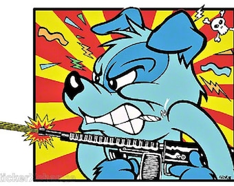 ART STICKER Mad Dog by Artist Frank Kozik Decal #KZ18