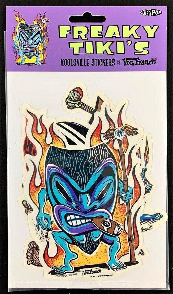 Freaky Tiki STICKER PACK Von Franco Set of 3 Tower Records New Old