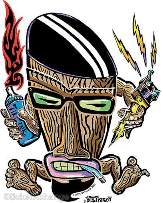 Freaky Tiki STICKER PACK Von Franco Set of 3 Tower Records New Old