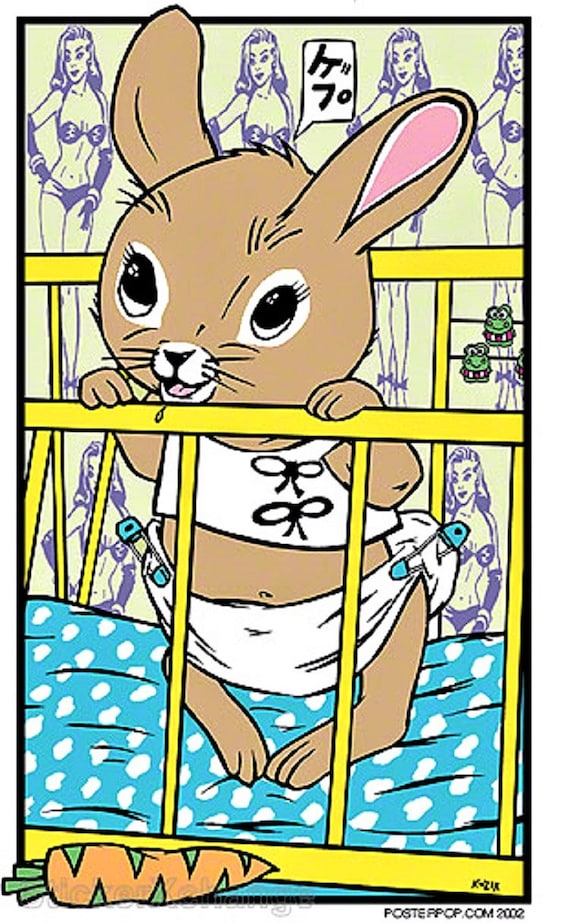 BUNNY⭐︎ ART STICKER Baby Bunny by Artist Frank Kozik Decal #KZ35 - Etsy