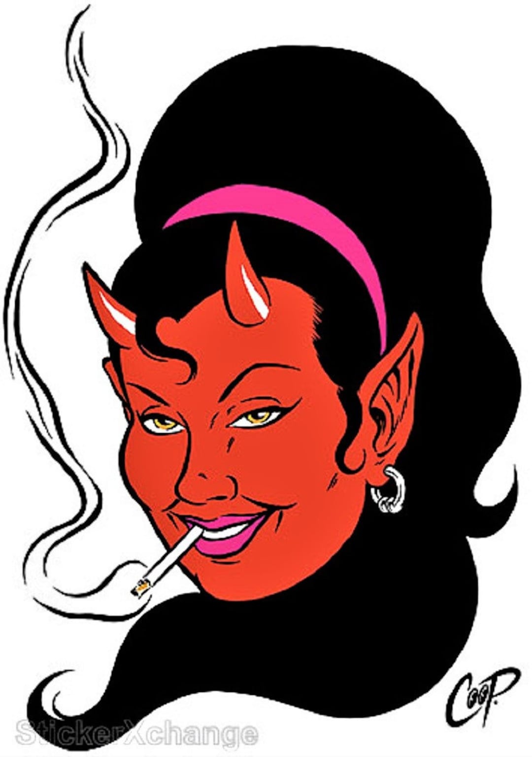 ART STICKER Smokin' Devil Girl by Artist Coop Decal #CP47 - Etsy