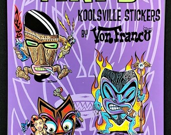 Freaky Tiki STICKER PACK Von Franco Set of 3 Tower Records New Old