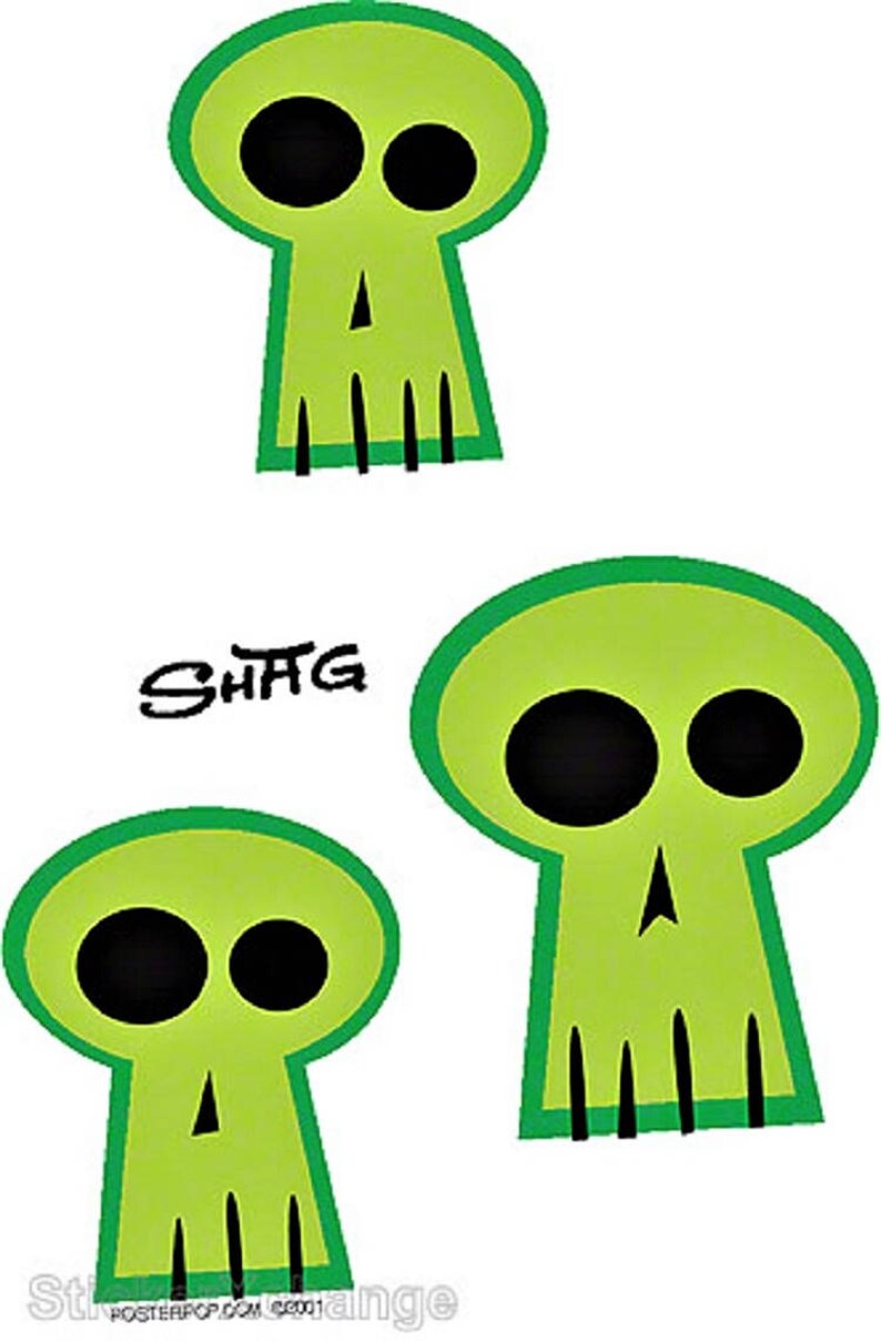 ART STICKER Green Skulls by Artist Shag Decal SH37 Etsy