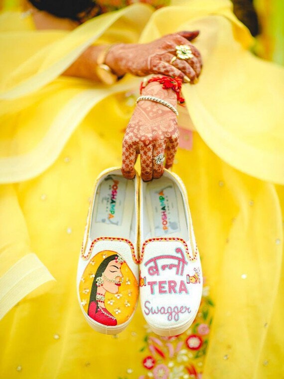 Indian Wedding Hand Painted Shoes Mehendi Shoes Sangeet Etsy