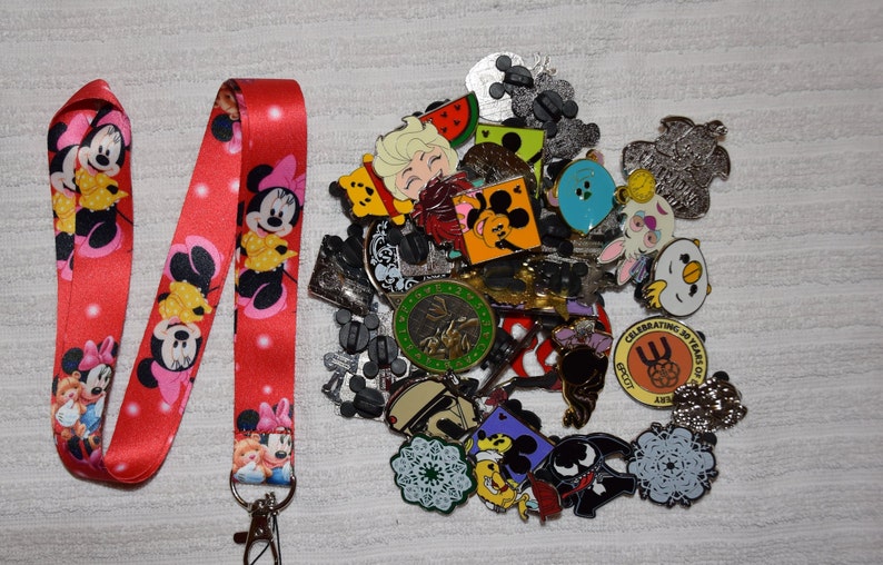 Disney World 25 Pin Trading Lot Lanyard Starter Set Princess Tangled Rapunzel
