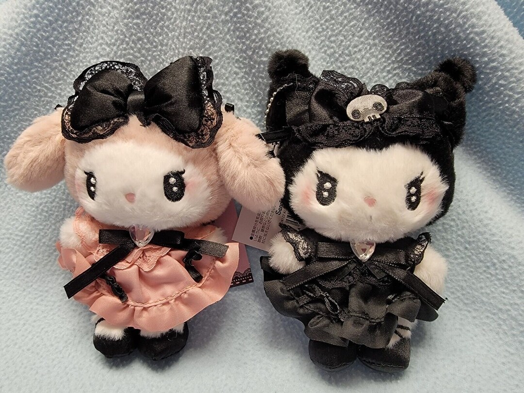 Sanrio My Melody and Kuromi Plush Mascot Keychain Set Midnight Melokuro ...
