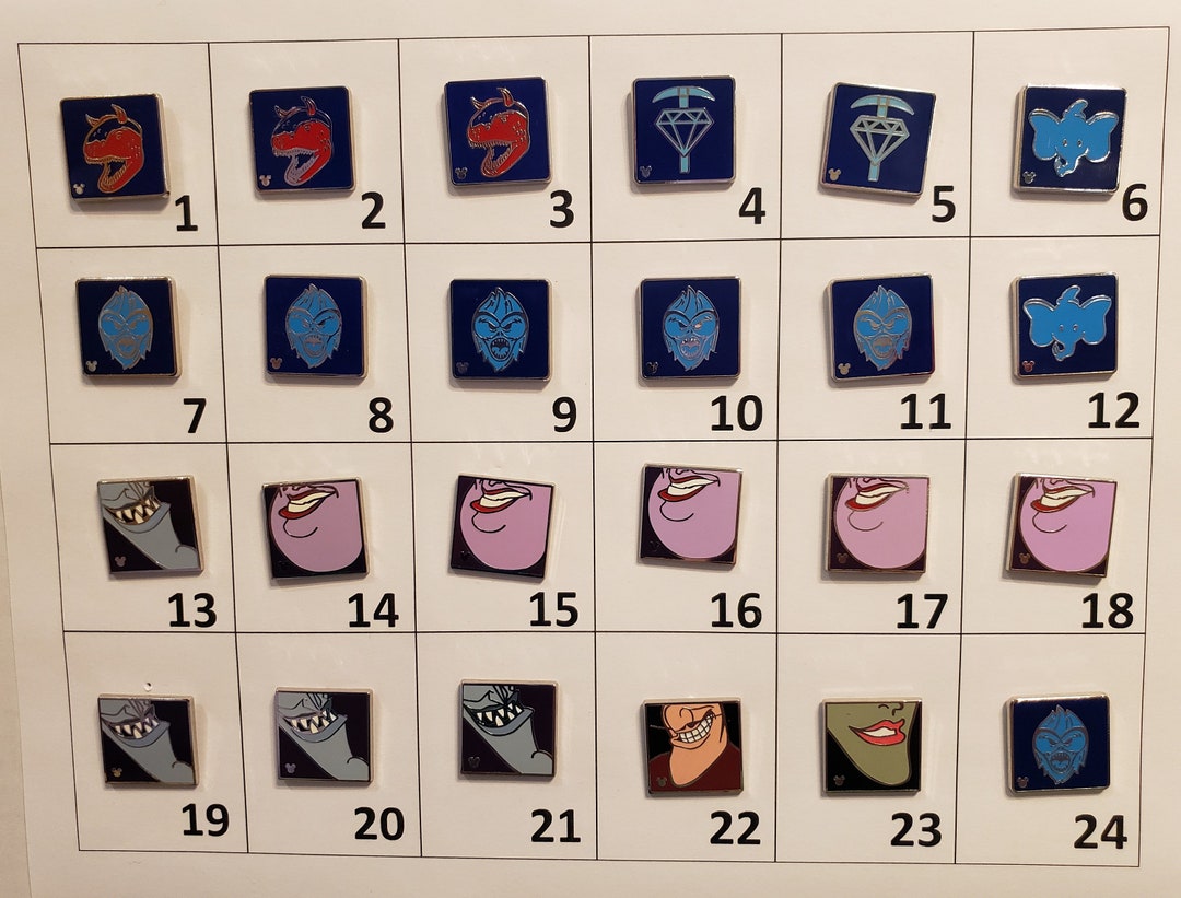 Disney Pins Create a Lot Pins Hidden Mickey Villains Chins Grins
