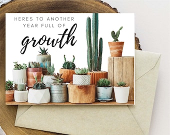Lleno de crecimiento feliz tarjeta de cumpleaños descarga digital / feliz cumpleaños tarjeta de felicitación imprimible / tarjeta amante de la planta / dama de la planta