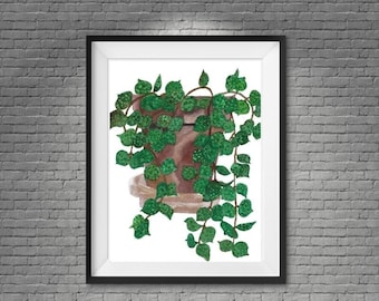 Hoya Curtisii Pflanze Aquarell Druck Hoya Pflanze Aquarell Digitale Wand Indoor Pflanze Druck Wandbehang Pflanze Aquarell Druck JPG