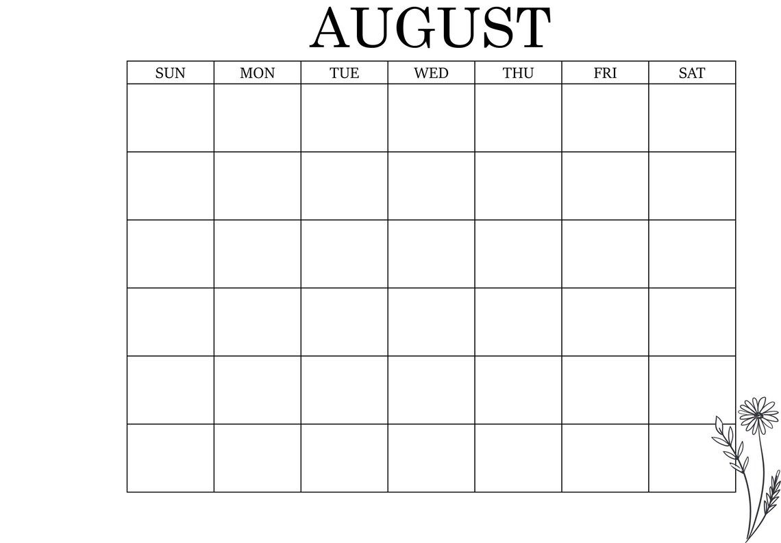 monthly blank calendar basic calendar 11 x 85 inches etsy