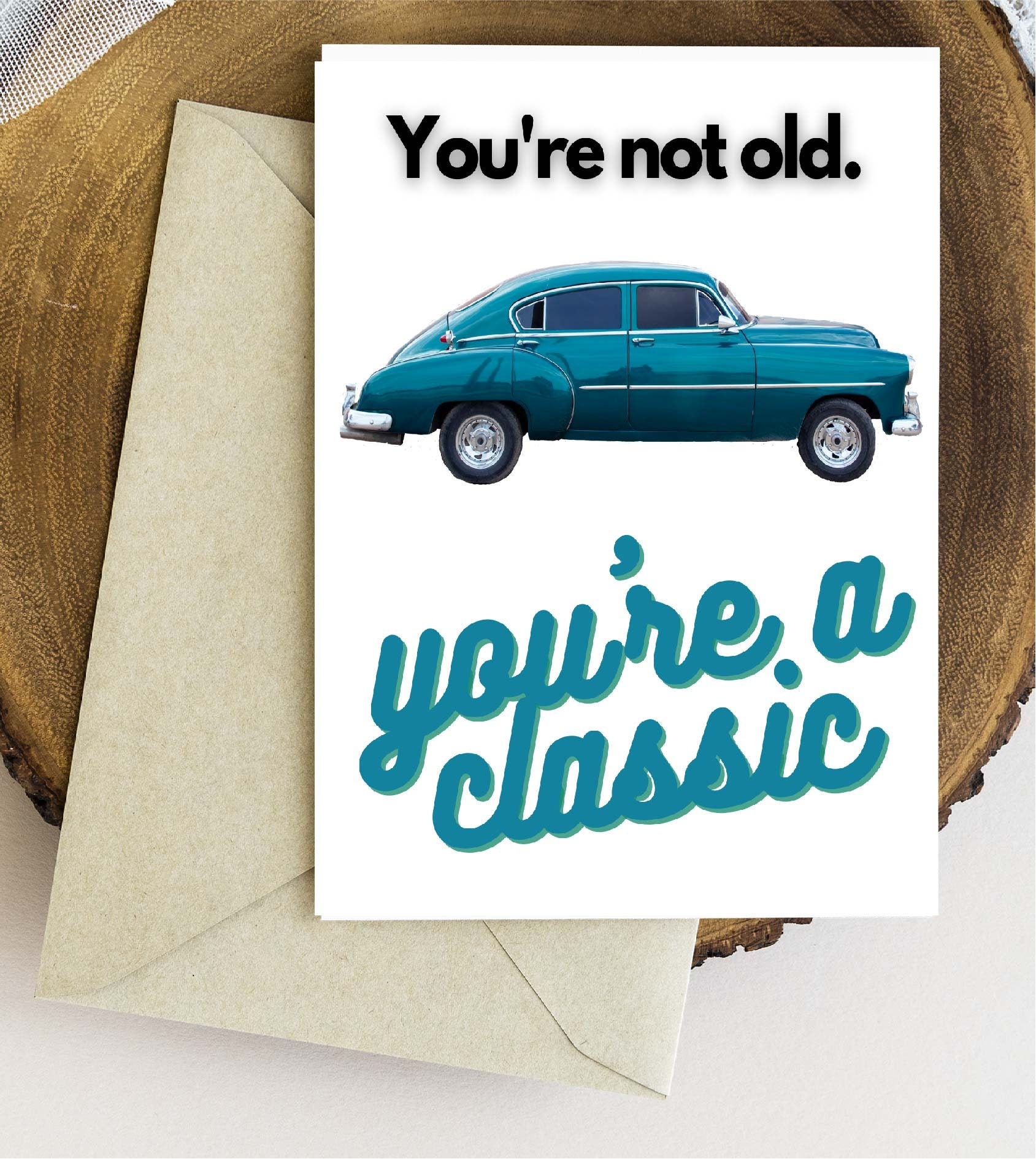 Tarjeta imprimible de coche de feliz cumpleaños / Tarjeta del día de cumpleaños antiguo / Descarga instantánea PDF / Plantilla de tarjeta / Tarjeta de cumpleaños imprimible