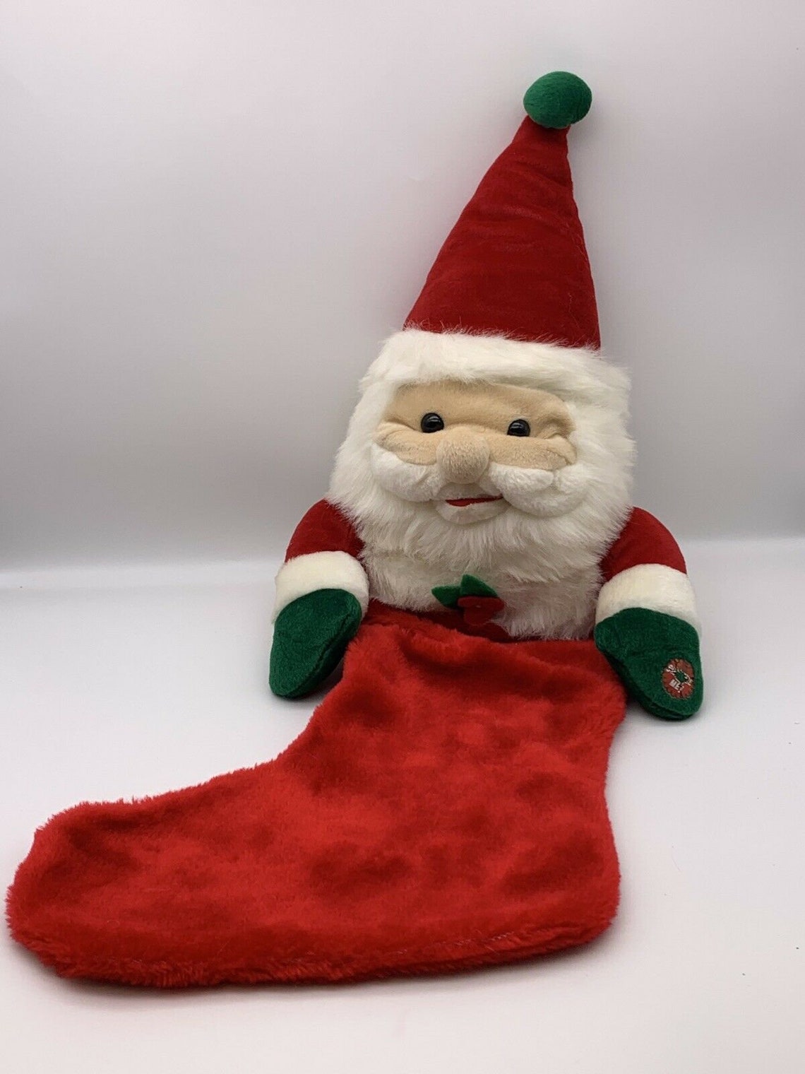 Vintage Singing Santa Christmas Stocking 3D Plush Sings Jingle | Etsy