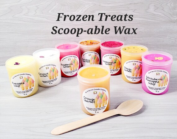 Summer Wax Melts, Scoopable Wax, Strong Wax Melts, Summer Gift Ideas, Ice Cream Gifts, Sherbet, Sorbet, Orange, Mango, Pineapple, Ice Pop