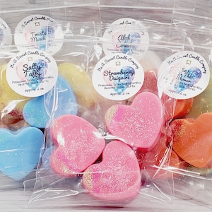 Heart Wax Melts, Strong Wax Melts, Wax Melt Samples, Pick Me Up Gift, Cheer Up Gifts, Peach, Strawberry, Sandalwood, Rainbow Sherbet, Mango