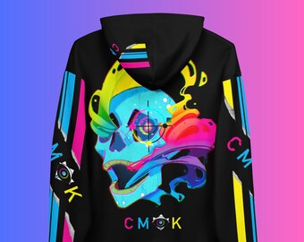 CMYK graphic skull Unisex Hoodie - goth hoodie - skull hoodie