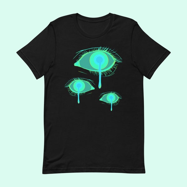 green goth shirt - eyeball goth shirt - punk shirt -  goth clothing - creepy eyes shirt  - green grunge top - gothic tshirt - pastel green
