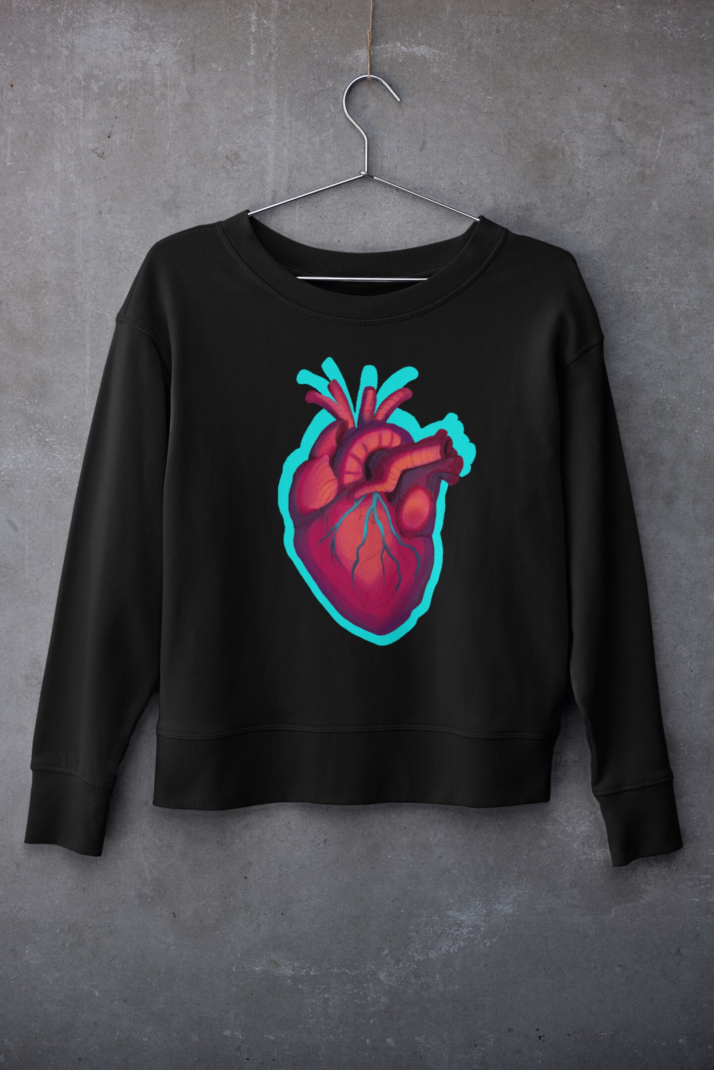 Black heart sweater anatomical heart shirt Human Heart | Etsy