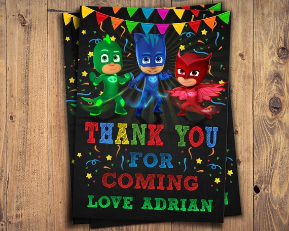 PJ Masks Thank You Card PJ Masks Birthday Party PJ Masks | Etsy