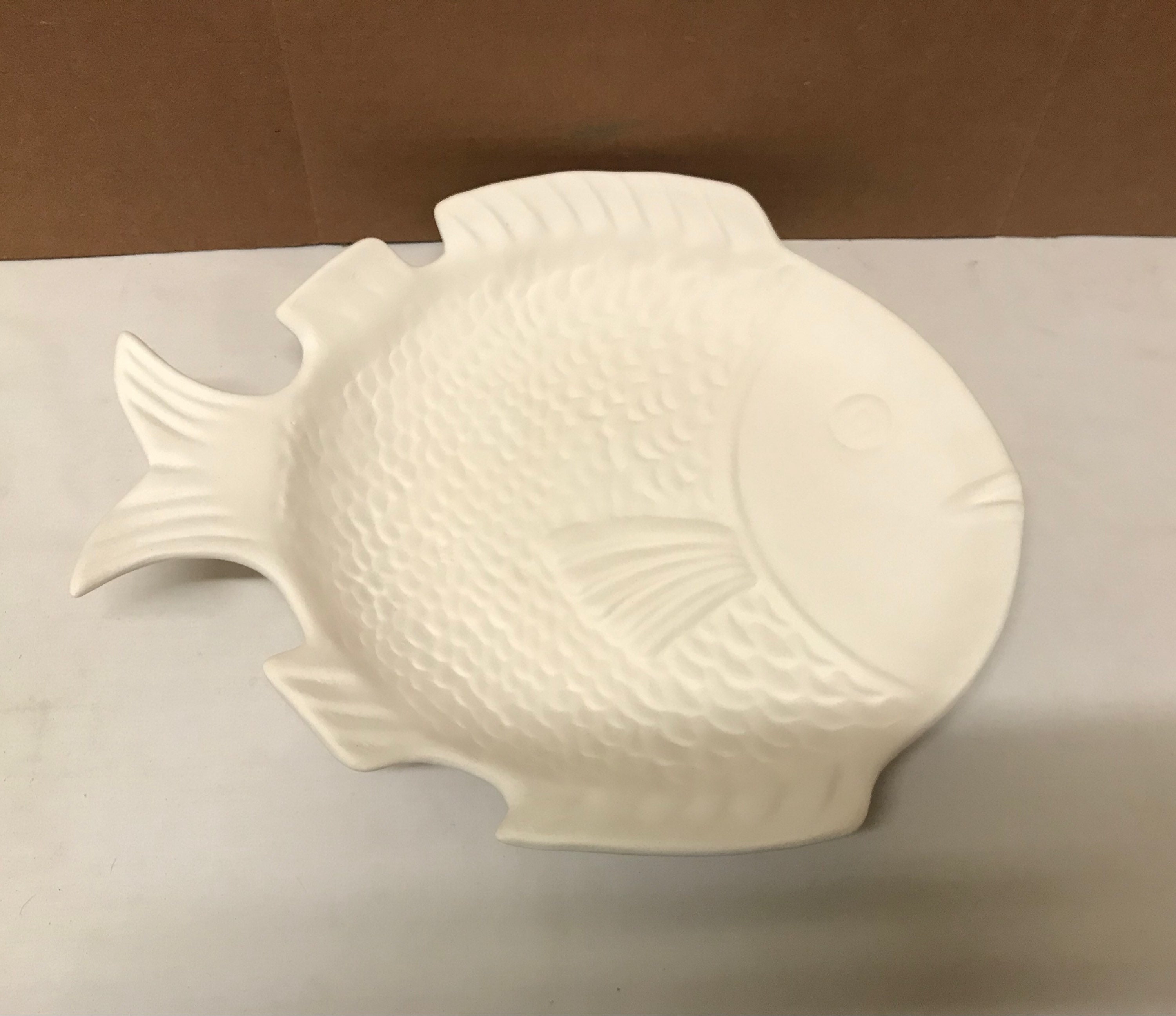 Large Fish Plate Ceramic Bisque Ready to Paint and Ship Etsy