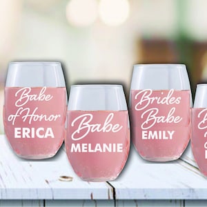 Personalized Bachelorette Party Stemless Wine Glass, Set of 4 Bridesmaid Proposal Wine Glasses Gift, Bridesmaid Asking Gifts, Bridal Party
