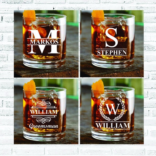 Bachelor Party Gifts, Set of 4 Whiskey Rocks Glass Gift, Groomsmen Proposal Whiskey Glasses, Personalized Groomsman Gifts, Groom, Best Man